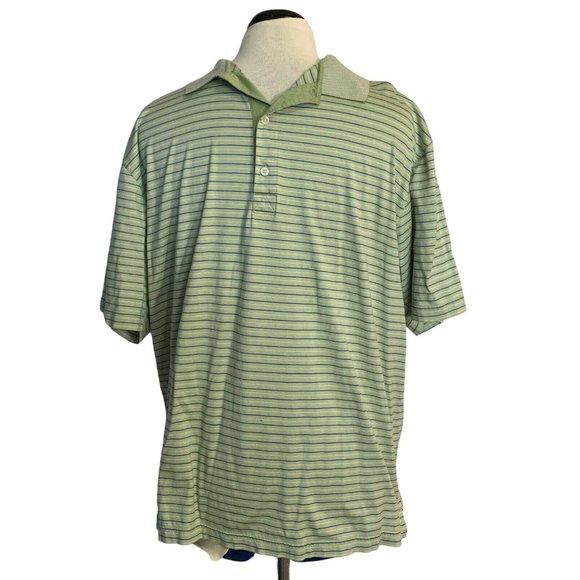 Greg Norman Mens Polo Golf Shirt Size XL Striped Double Mercerized Green - Picture 11 of 11